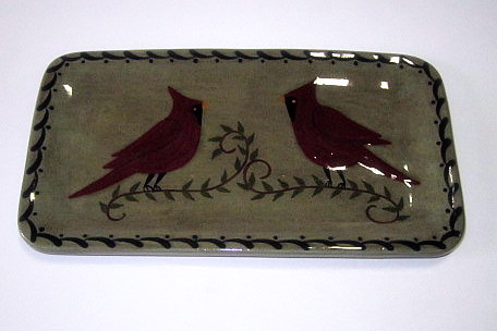 Small Tray with Two Cardinals
